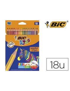 Lapices De Colores Bic Evolution Stripes Caja De 18 Colores Surtidos