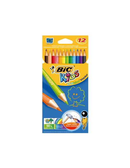 Lapices De Colores Bic Kid Evolution Estuche De 12 Colores Surtidos Mina Ultra Resistente