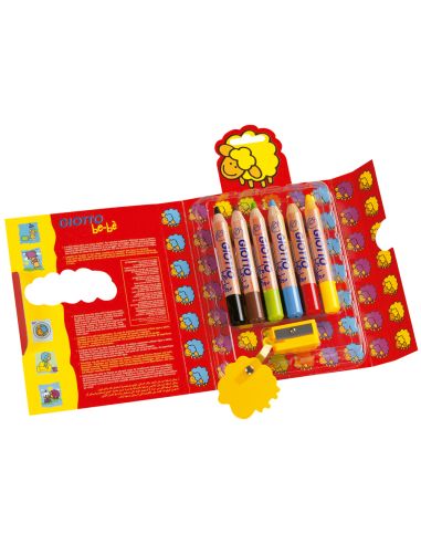 Lapices De Colores Giotto Super Bebe Caja De 6 Lapices Colores Surtidos + Sacapuntas