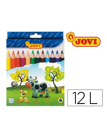 Lapices De Colores Jovi Maxi Triangulares Estuche De 12 Unidades Colores Surtidos