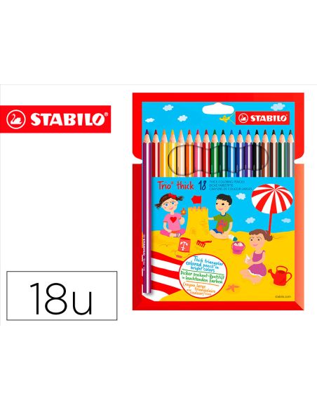 Lapices De Colores Stabilo Trio Punta Gruesa Caja De 18 Colores Escolar