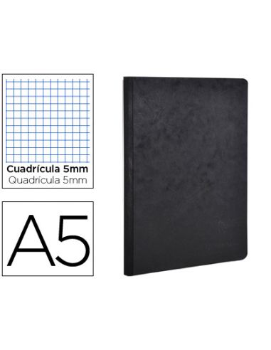 Libreta Age-Bag Tapa Cartulina Lomo Cosido Cuadro 5 Mm 96 Hojas Color Negro 148X210 Mm