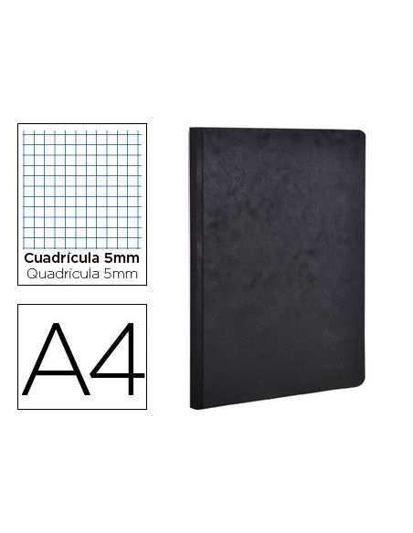 Libreta Age-Bag Tapa Cartulina Lomo Cosido Cuadro 5 Mm 96 Hojas Color Negro 210X297 Mm