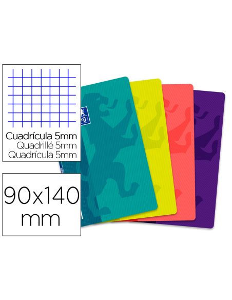 Libreta Escolar Oxford Tapa Flexible Optik Paper Openflex 48 Hojas 90X140 Mm Cuadro 5 Mm Colores Surtidos