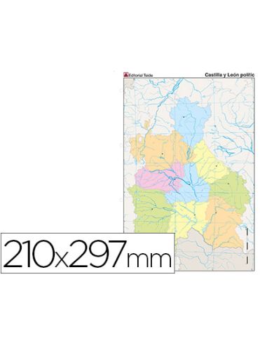 Mapa Mudo Color Din A4 Castilla-Leon Politico