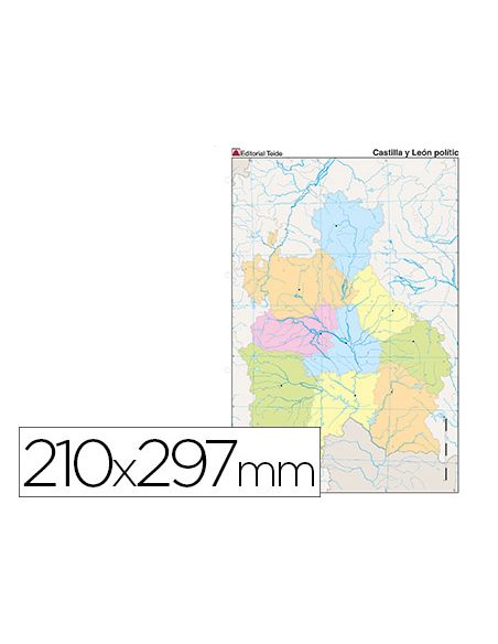 Mapa Mudo Color Din A4 Castilla-Leon Politico