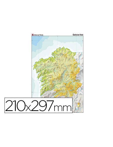Mapa Mudo Color Din A4 Galicia Fisico