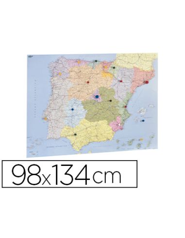 Mapa Mural Faibo España Y Portugal Autonomico Plastificado Enrollado 98X134 Cm