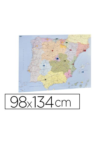 Mapa Mural Faibo España Y Portugal Autonomico Plastificado Enrollado 98X134 Cm