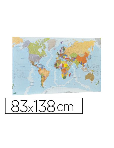 Mapa Mural Faibo Planisferio Plastificado Enrollado 83X138 Cm
