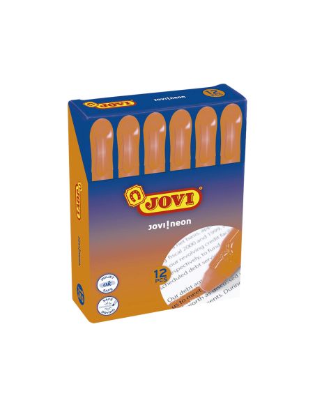 Marcador De Cera Gel Jovi Fluorescente Naranja Caja De 12 Unidades