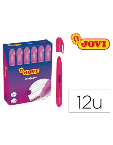 Marcador De Cera Gel Jovi Fluorescente Rosa Caja De 12 Unidades