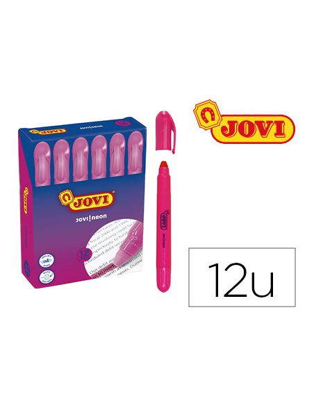 Marcador De Cera Gel Jovi Fluorescente Rosa Caja De 12 Unidades