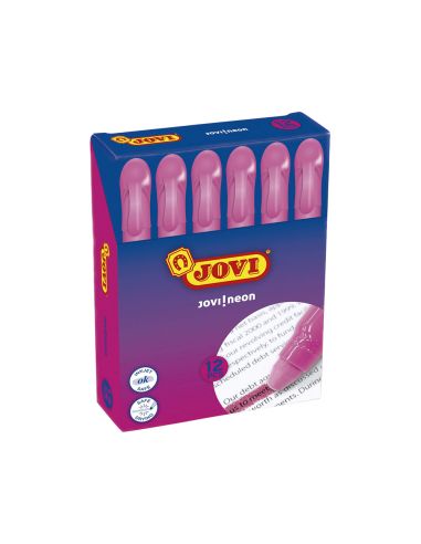 Marcador De Cera Gel Jovi Fluorescente Rosa Caja De 12 Unidades