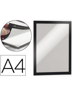 Marco Porta Anuncios Durable Magnetico Din A4 Dorso Adhesivo Removible Color Negro Pack De 2 Unidades