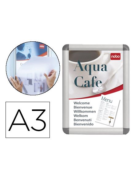 Marco Porta Anuncios Nobo Clipdown Din A3 Marco De Aluminio Con Cantoneras 33,5X45,8X1,7 Cm