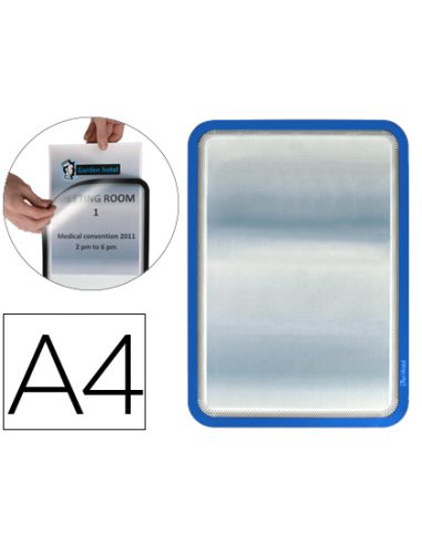Marco Porta Anuncios Djois Magneto Din A4 Dorso Adhesivo Removible Color Azul Pack De 2 Unidades