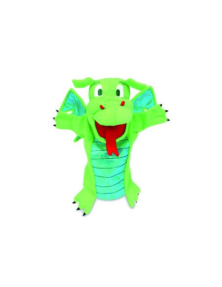 Marioneta Fiesta Crafts De Tela Para Mano Y Dedos Dragon Verde 17X33 Cm