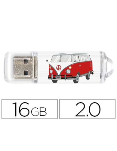 Memoria Usb Techonetech Flash Drive 16 Gb 2.0 Camper Van-Van|Libreriasalesiana