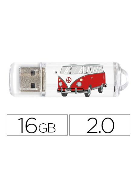 Memoria Usb Techonetech Flash Drive 16 Gb 2.0 Camper Van-Van|Libreriasalesiana