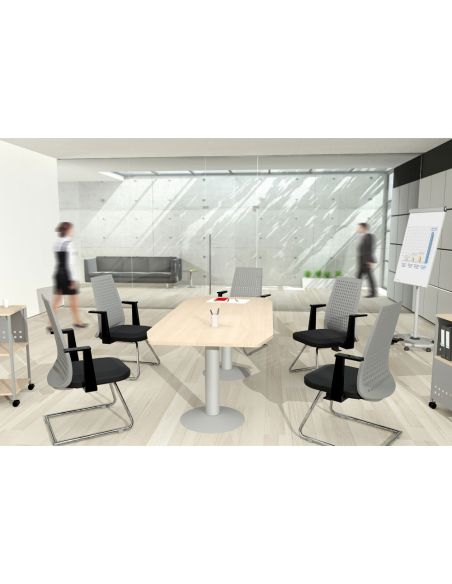 Mesa Reunion Meeting 3003At02 Estructura Gris Tablero Gris 220X100X72 Cm