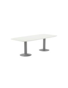 Mesa De Reunion Rocada Meeting 3003At04 Estructura Columna Doble Acero Gris Tablero Madera Blanco