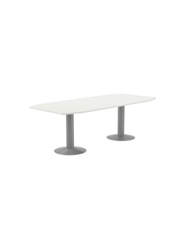 Mesa De Reunion Rocada Meeting 3003At04 Estructura Columna Doble Acero Gris Tablero Madera Blanco