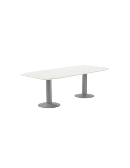 Mesa De Reunion Rocada Meeting 3003At04 Estructura Columna Doble Acero Gris Tablero Madera Blanco