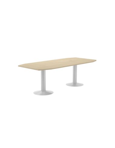 Mesa De Reunion Rocada Meeting 3003Atw01 Estructura Columna Doble Acero Blanco Tablero Madera Haya