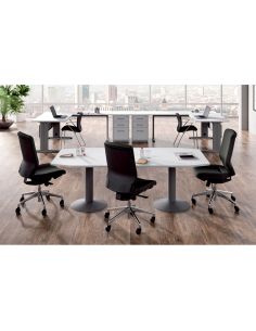 Mesa De Reunion Rocada Meeting 3003Atw02 Estructura Columna Doble Acero Blanco Tablero Madera Gris 2