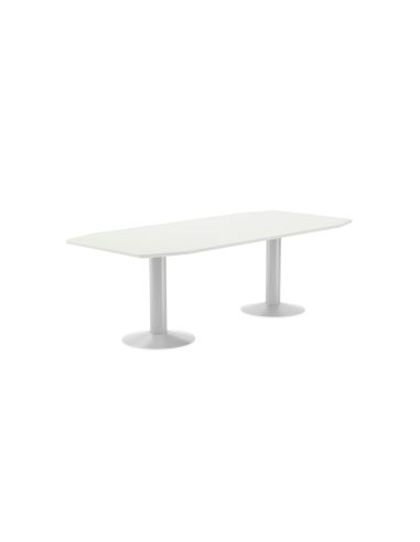 Mesa De Reunion Rocada Meeting 3003Atw04 Estructura Columna Doble Acero Blanco Tablero Madera Blanco