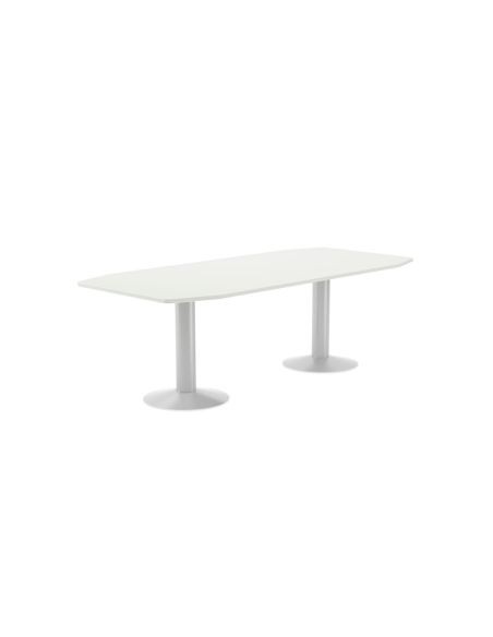 Mesa De Reunion Rocada Meeting 3003Atw04 Estructura Columna Doble Acero Blanco Tablero Madera Blanco