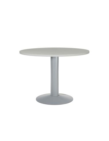 Mesa De Reunion Rocada Meeting 3005At02 Estructura Columna Acero Gris Tablero Madera Gris 100 Cm Diametro