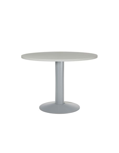 Mesa De Reunion Rocada Meeting 3005At02 Estructura Columna Acero Gris Tablero Madera Gris 100 Cm Diametro