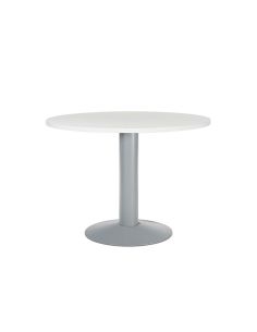 Mesa De Reunion Rocada Meeting 3005At04 Estructura Columna Acero Gris Tablero Madera Blanco 100 Cm Diametro