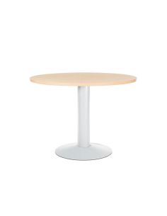 Mesa De Reunion Rocada Meeting 3005Atw01 Estructura Columna Acero Blanco Tablero Madera Haya 100 Cm Diametro