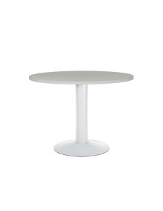 Mesa De Reunion Rocada Meeting 3005Atw02 Estructura Columna Acero Blanco Tablero Madera Gris 100 Cm Diametro