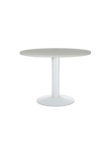 Mesa De Reunion Rocada Meeting 3005Atw02 Estructura Columna Acero Blanco Tablero Madera Gris 100 Cm Diametro