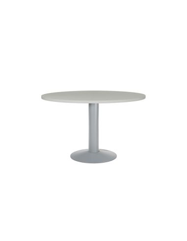 Mesa De Reunion Rocada Meeting 3006At02 Estructura Columna Acero Gris Tablero Madera Gris 120 Cm Diametro
