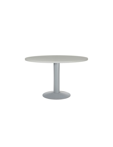 Mesa De Reunion Rocada Meeting 3006At02 Estructura Columna Acero Gris Tablero Madera Gris 120 Cm Diametro