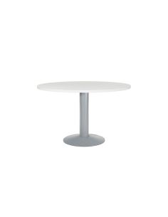 Mesa De Reunion Rocada Meeting 3006At04 Estructura Columna Acero Gris Tablero Madera Blanco 120 Cm Diametro