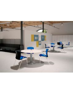 Mesa De Reunion Rocada Meeting 3006At04 Estructura Columna Acero Gris Tablero Madera Blanco 120 Cm Diametro 2