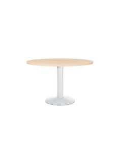 Mesa De Reunion Rocada Meeting 3006Atw01 Estructura Columna Acero Blanco Tablero Madera Haya 120 Cm Diametro