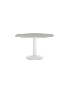 Mesa De Reunion Rocada Meeting 3006Atw02 Estructura Columna Acero Blanco Tablero Madera Gris 120 Cm Diametro
