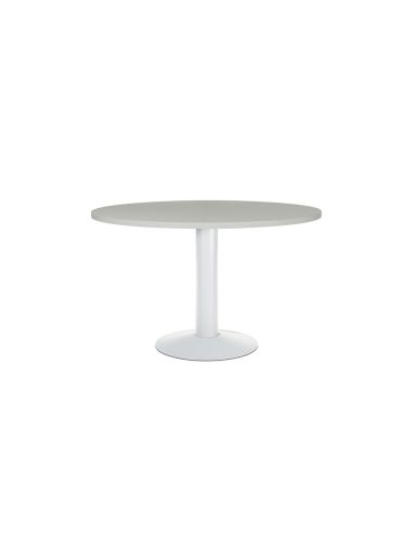 Mesa De Reunion Rocada Meeting 3006Atw02 Estructura Columna Acero Blanco Tablero Madera Gris 120 Cm Diametro