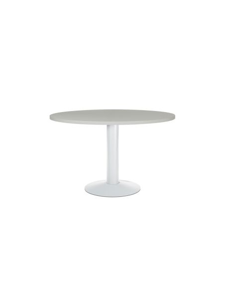 Mesa De Reunion Rocada Meeting 3006Atw02 Estructura Columna Acero Blanco Tablero Madera Gris 120 Cm Diametro