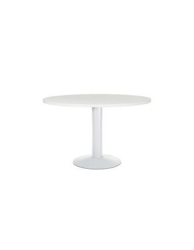 Mesa De Reunion Rocada Meeting 3006Atw04 Estructura Columna Acero Blanco Tablero Madera Blanco 120 Cm Diametro