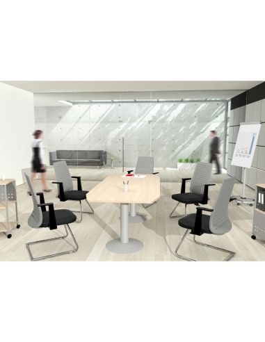Mesa Reunion Meeting 3003At01 Estructura Gris Tablero Haya 220X100X72 Cm