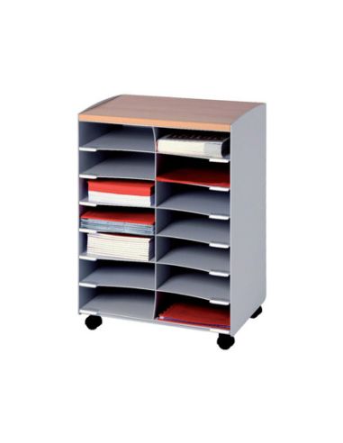 Modulo Paperflow Con 14 Casillas Y Ruedas Pivotantes Color Gris 720X514X330 Mm