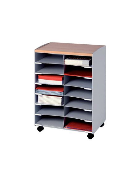 Modulo Paperflow Con 14 Casillas Y Ruedas Pivotantes Color Gris 720X514X330 Mm